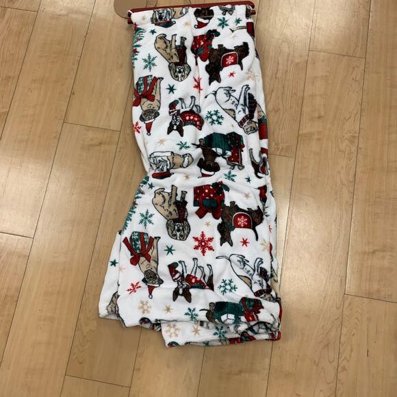 Holiday Dog Pug Beagle French Bulldog dachshund Plush Christmas Throw Blanket - Picture 3 of 13